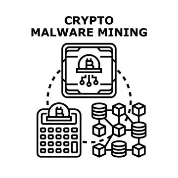 Cryptocurrency malware mining cyber attack concept Stock Illustration