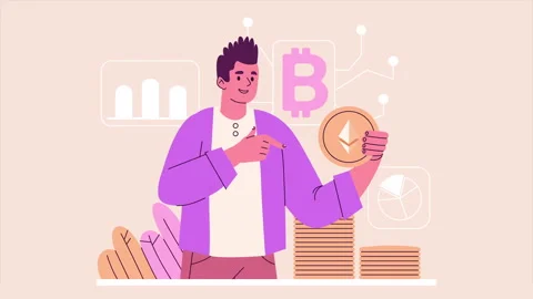 Cryptocurrency market analysis of a man Stock Footage 310533470