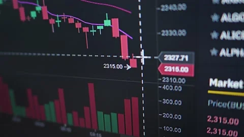 Cryptocurrency market chart fall down Stock Footage 154760123