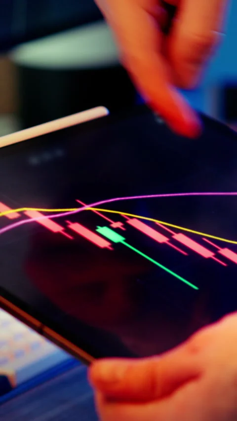 Cryptocurrency Market Drop Tablet Chart Stock Footage 331733979