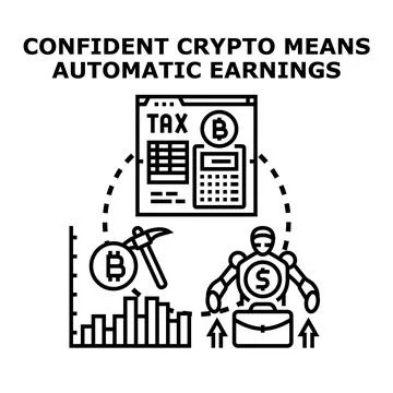 Cryptocurrency market earnings planning for automatic investments Stock Illustration