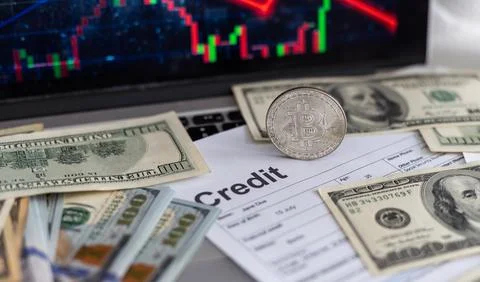 Cryptocurrency market is going down, is time to sell, red candles. The graph Stock Photos