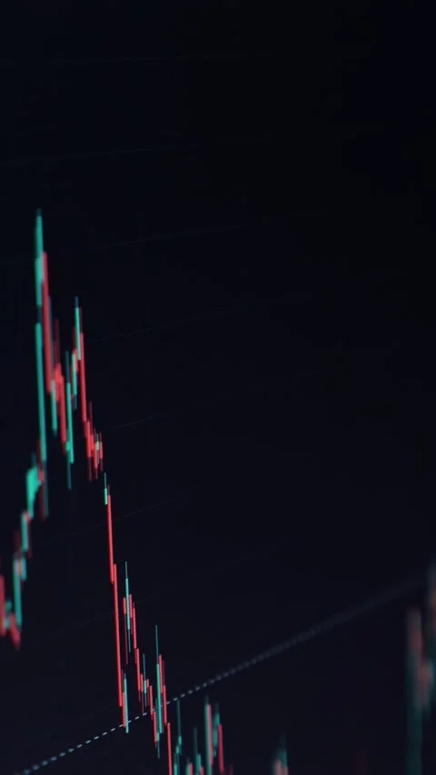 Cryptocurrency market volatility with a trading graph showing stock exchange 스톡 동영상 342912604