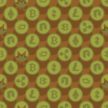 Cryptocurrency Military  Pattern seamless. Bitcoin and Ethereum Army Backgr.. Stock Illustration