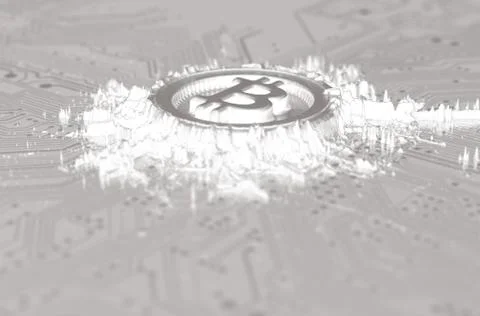 Cryptocurrency Mine On Circuit Board Stock-Illustration