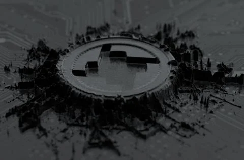 Cryptocurrency Mine On Circuit Board Stock-Illustration