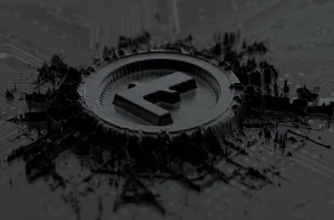 Cryptocurrency Mine On Circuit Board 스톡 일러스트