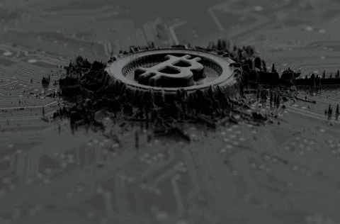 Cryptocurrency Mine On Circuit Board Stock-Illustration