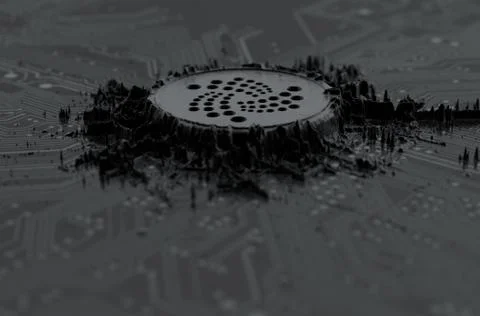 Cryptocurrency Mine On Circuit Board Stock Illustration