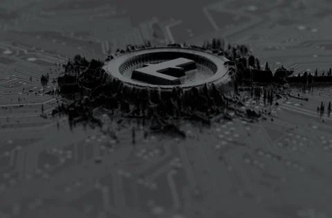 Cryptocurrency Mine On Circuit Board Stock-Illustration