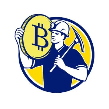 Cryptocurrency Miner Bitcoin Circle Retro Illustrazione stock