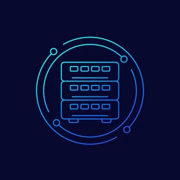 Cryptocurrency miner icon, linear design 스톡 일러스트