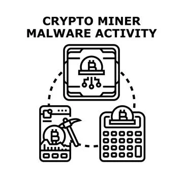 Cryptocurrency miner malware activity vector concept illustration 스톡 일러스트