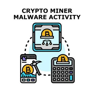 Cryptocurrency miner malware activity vector concept illustration Stock Illustration