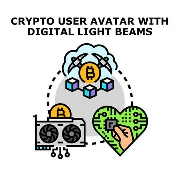 Cryptocurrency mining and blockchain technology concept Ilustración de archivo