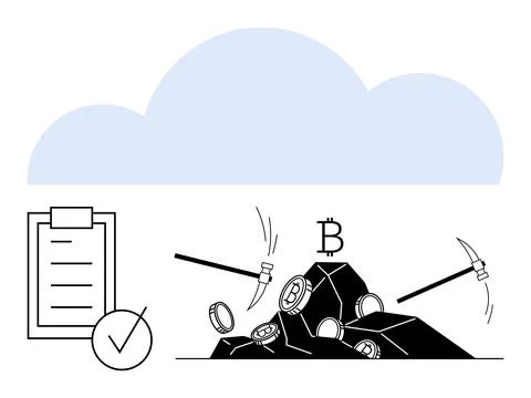 Cryptocurrency Mining and Cloud Technology with Blockchain Integration Stock-Illustration