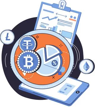 Cryptocurrency mining and exchange platform. Financial market trading, digital Stock Illustration