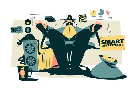 Cryptocurrency mining, blockchain and crypto イラスト素材