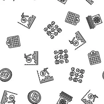 Cryptocurrency mining blockchain seamless pattern vector 스톡 일러스트