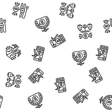 Cryptocurrency mining blockchain seamless pattern vector Stock Illustration