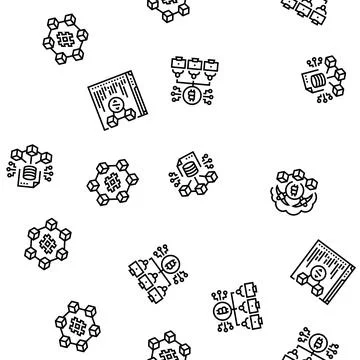 Cryptocurrency mining blockchain seamless pattern vector Illustrazione stock