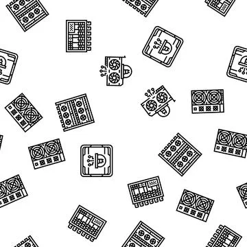 Cryptocurrency mining blockchain seamless pattern vector Stock Illustration