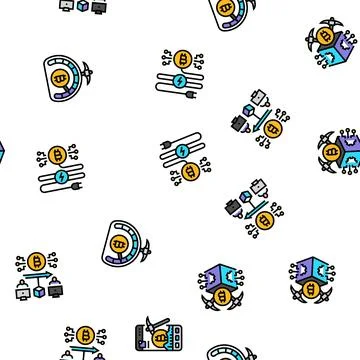 Cryptocurrency mining blockchain seamless pattern vector Illustrazione stock