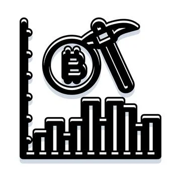 Cryptocurrency mining concept with bitcoin and financial chart Stock Illustration