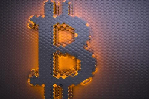 Cryptocurrency mining concept. Bitcoin symbol. Stockillustratie