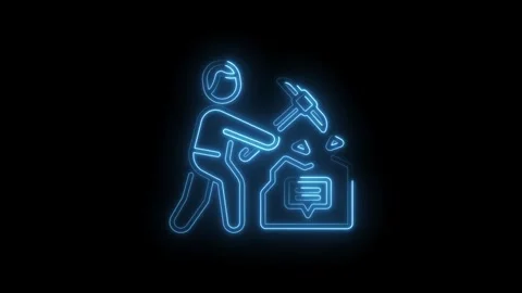 Cryptocurrency mining concept digital transformation with glowing neon miner Stock Footage 330772379