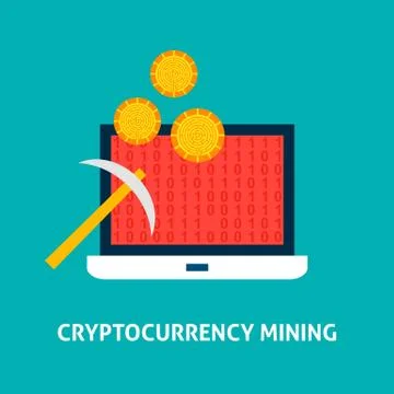 Cryptocurrency Mining Concept Ilustração Stock