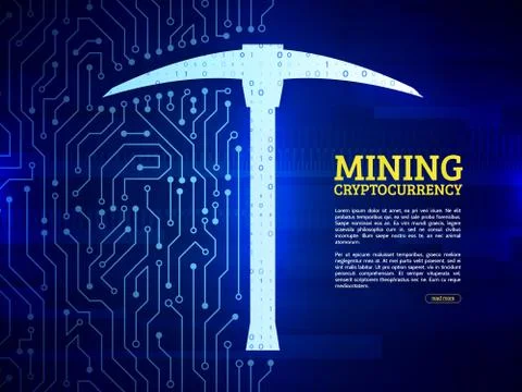 Cryptocurrency mining concept. Illustrazione stock