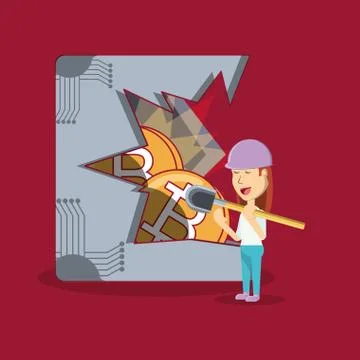 Cryptocurrency mining design 스톡 일러스트