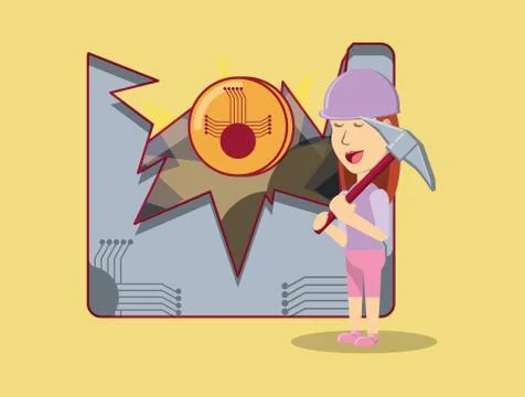 Cryptocurrency mining design 스톡 일러스트