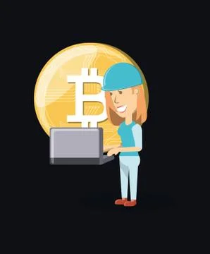 Cryptocurrency mining design Stock Illustration