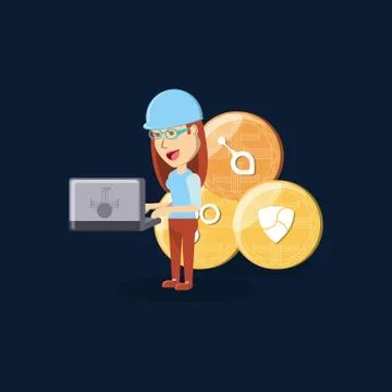Cryptocurrency mining design Stockillustratie