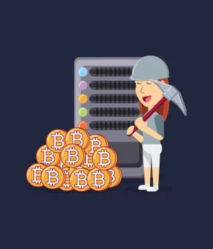 Cryptocurrency mining design Stock Illustration