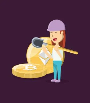 Cryptocurrency mining design Stock Illustration