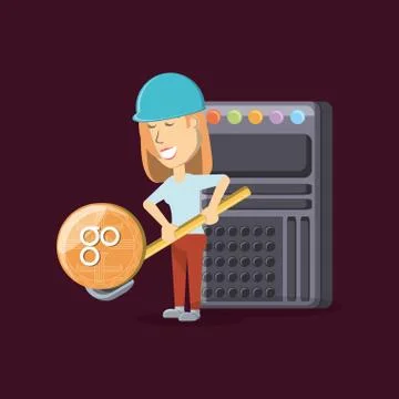 Cryptocurrency mining design Stock Illustration