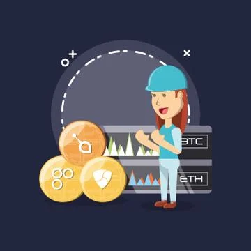 Cryptocurrency mining design Stockillustratie