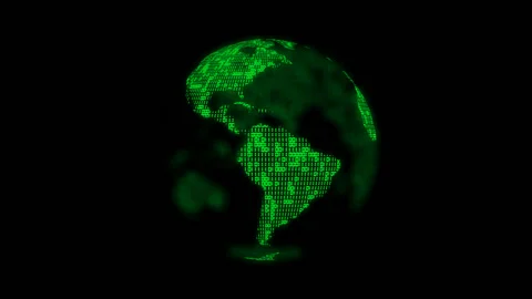 Cryptocurrency mining. Digital Earth. Alpha channel is included. Stock Footage 221906244