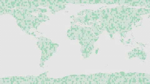 Cryptocurrency mining. Digital map of the earth. Alpha channel is included. Stock Footage 227627802