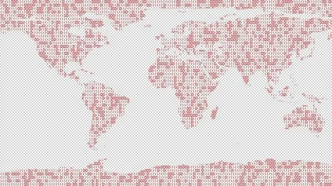 Cryptocurrency mining. Digital map of the earth. Alpha channel is included. 3D Stock Footage 233688104