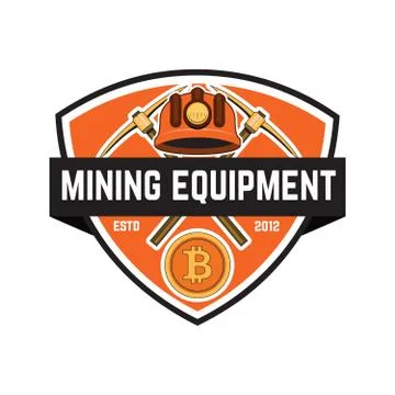 Cryptocurrency mining emblem isolated on white background. Design elements fo Stock Illustration