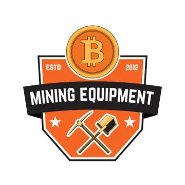 Cryptocurrency mining emblem isolated on white background. Design elements fo Stock Illustration