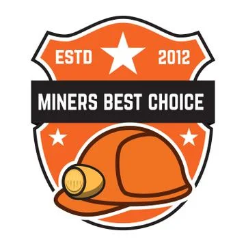Cryptocurrency mining emblem isolated on white background. Design elements fo Illustrazione stock