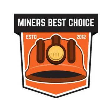 Cryptocurrency mining emblem isolated on white background. Design elements fo Stock Illustration