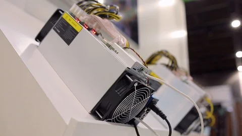 Cryptocurrency mining equipment - ASIC - application specific integrated circuit Video stock 88707265