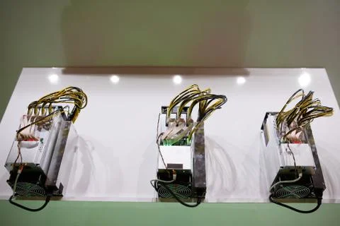 Cryptocurrency mining equipment - ASIC - application specific integrated circuit Stock-Fotos
