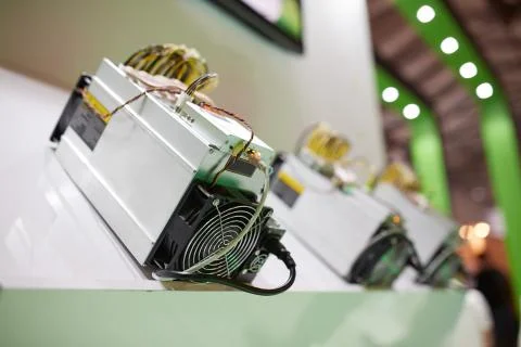 Cryptocurrency mining equipment - ASIC - application specific integrated circuit Stock-Fotos